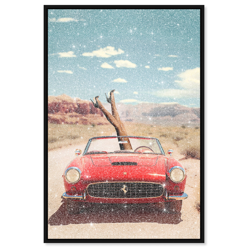 Route 66 Canvas Transportation Print by Oliver Gal, Black Frame, 10 x 15, 46"H x 31"W, Silver Frame