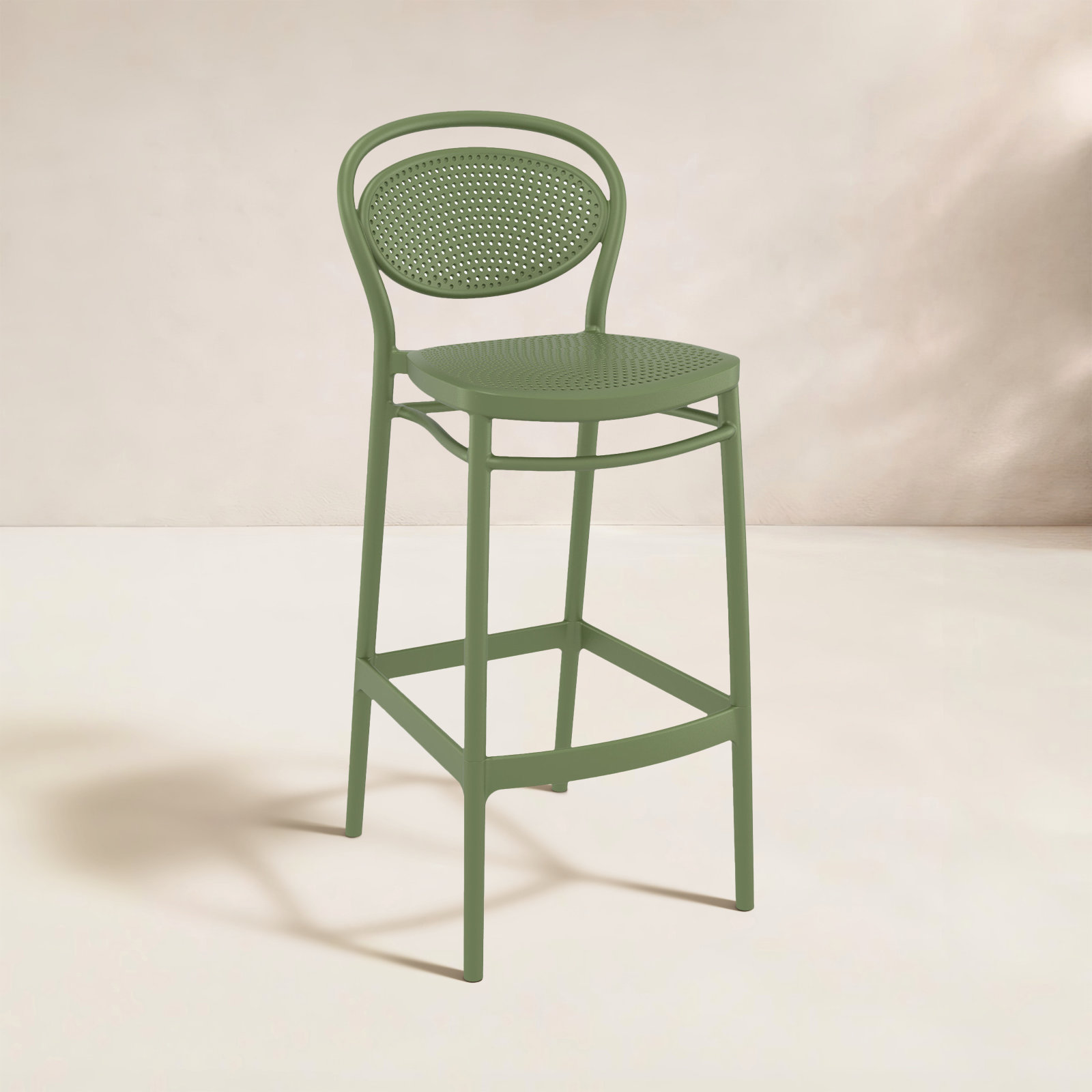 Farrah Outdoor Bar Stool, Olive Green, Bar Stool (29.5" Seat Height)