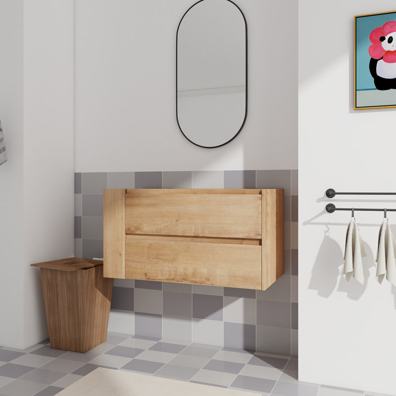 36" Wall Mounting Bathroom Vanity, Soft Close Drawer(Only Vanity, Without Basin) 