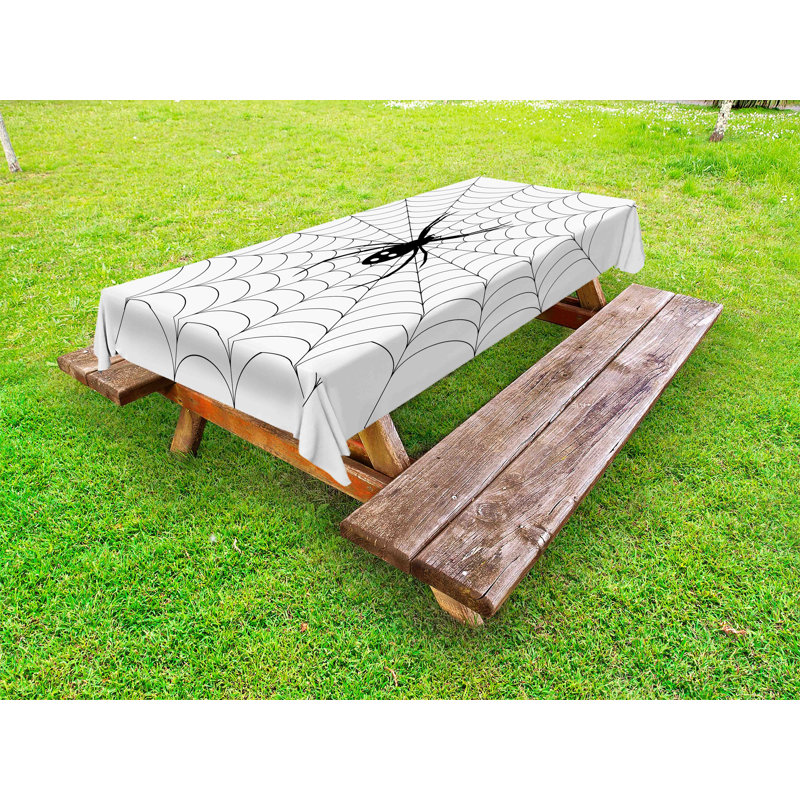 Darathy Outdoor tablecloth, poisonous bug theme, white and black, 58" x 84"