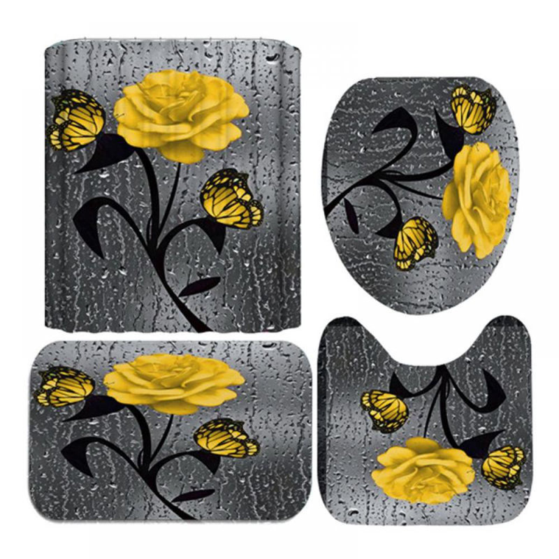 Ensemble de 4 tapis de bain Obanion, Jaune