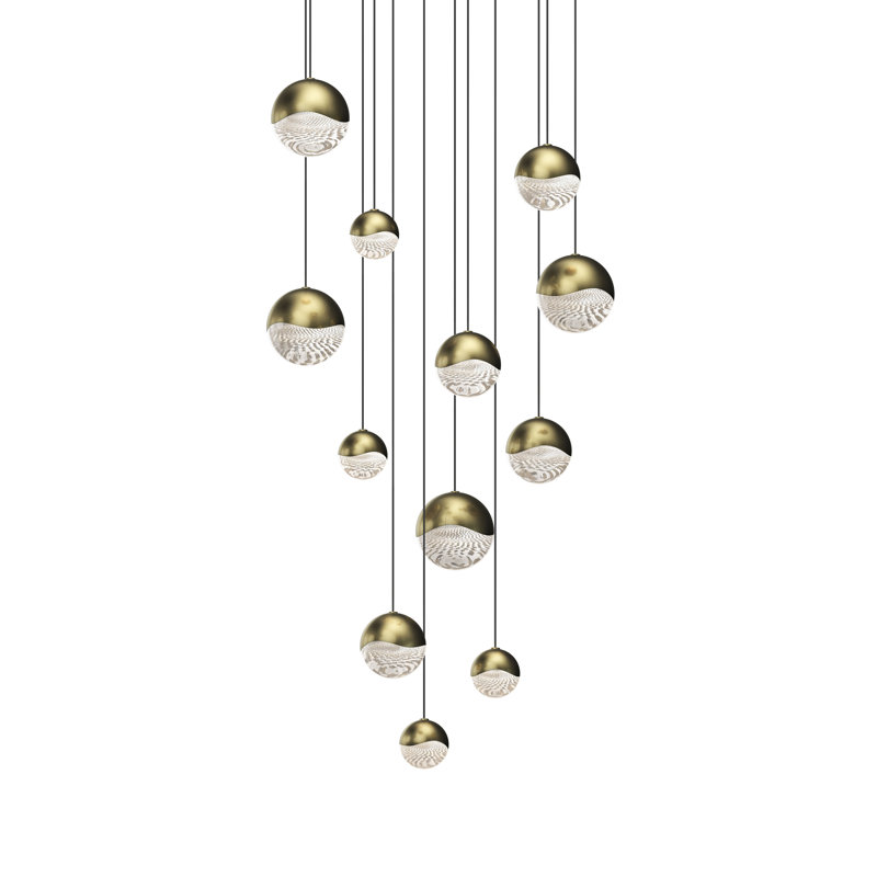 Grapes™ 12 - Light LED Pendant, Satin Nickel, 3.75" H x 13.75" W x 13.75" D