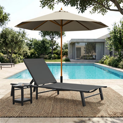 Chaise longue d'extérieur en aluminium avec dossier inclinable réglable