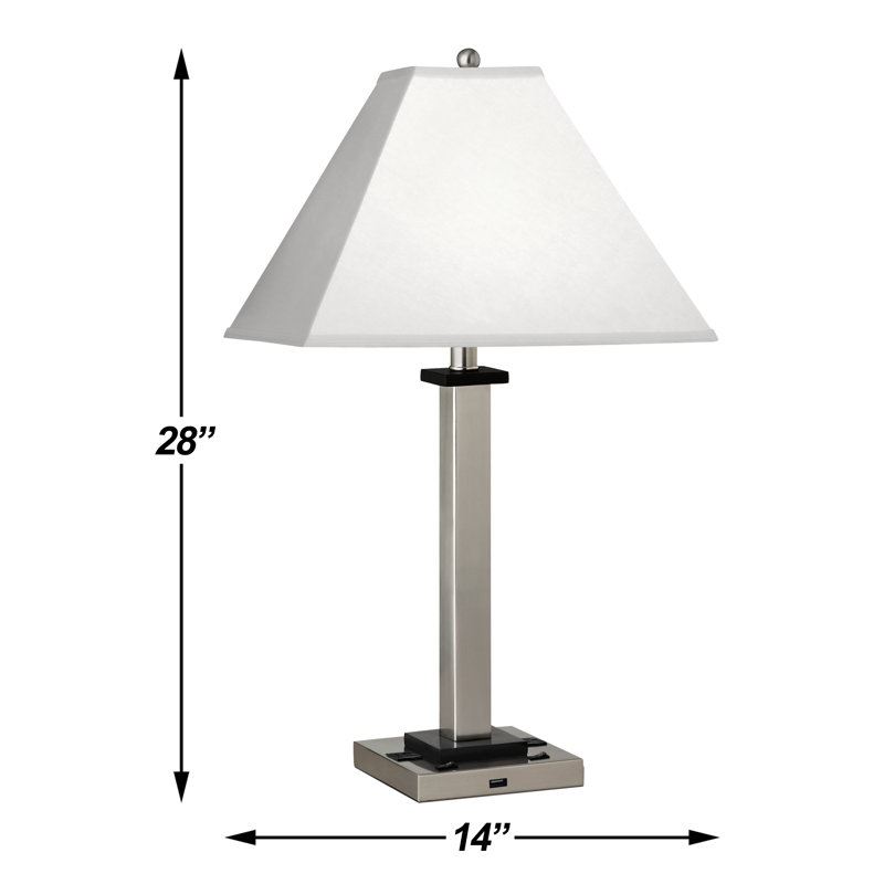 Square Post Metal USB Table Lamp