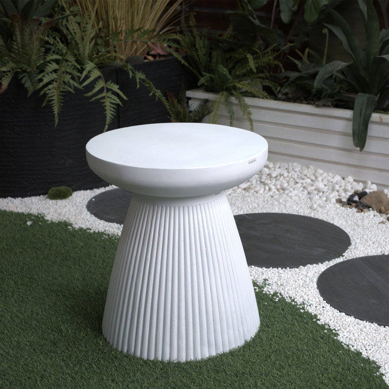 Table de bout décorative de jardin, H 18,1 po, moderne, robuste, robuste, en faux terrazzo, table d'appoint, table d'appoint, plante pour l'intérieur et l'extérieur