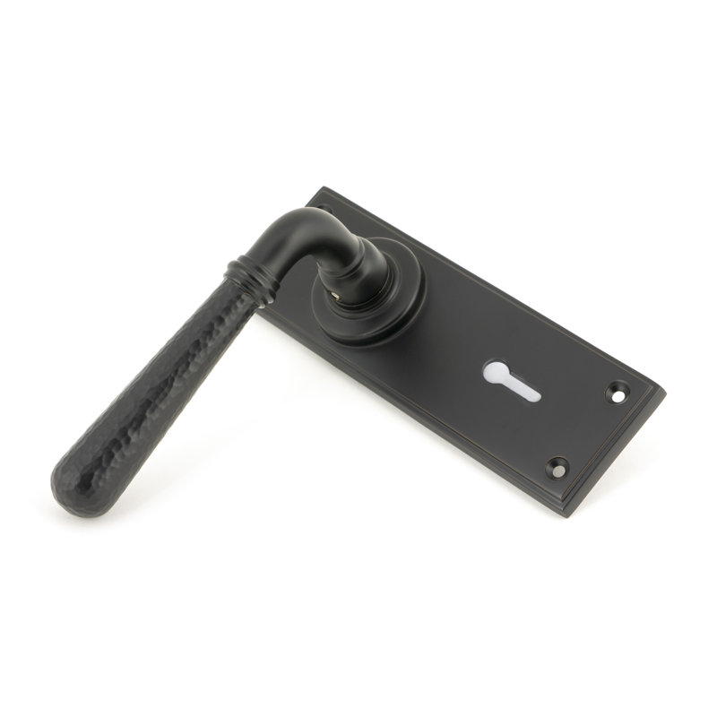 Hammered Newbury Lock Door Handle, Aged Bronze