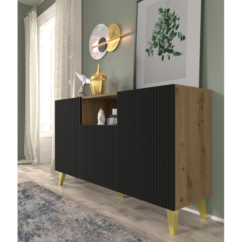 Fontainbleau 149cm W Chest of Drawers, Black/Beige