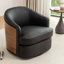 Faux Leather Swivel Barrel Chair-533347387
