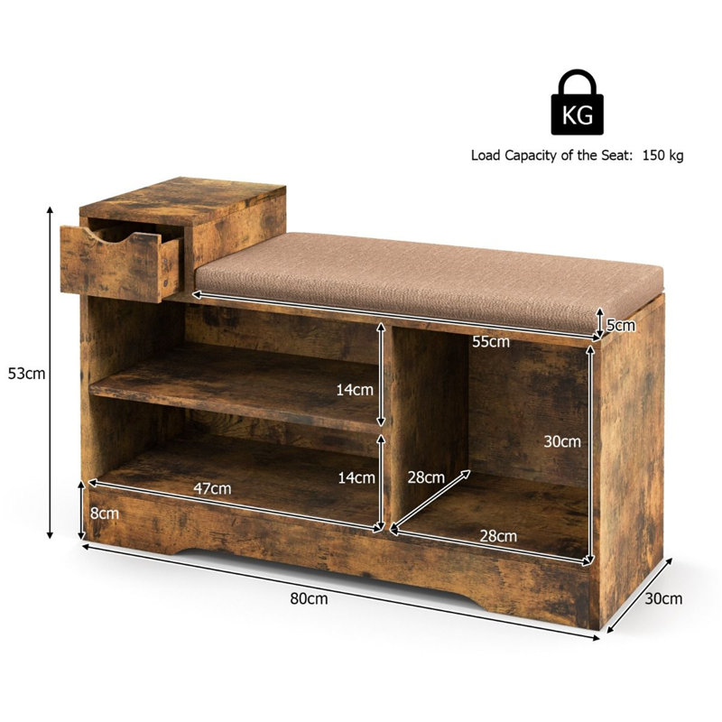 5 Pair Shoe Storage Bench