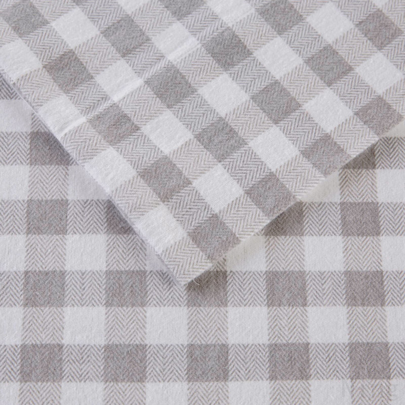 4 PCS Full Printed Sheet Set Gray Herringbone Check, Full/Double Comforter + 4 Additional Pieces