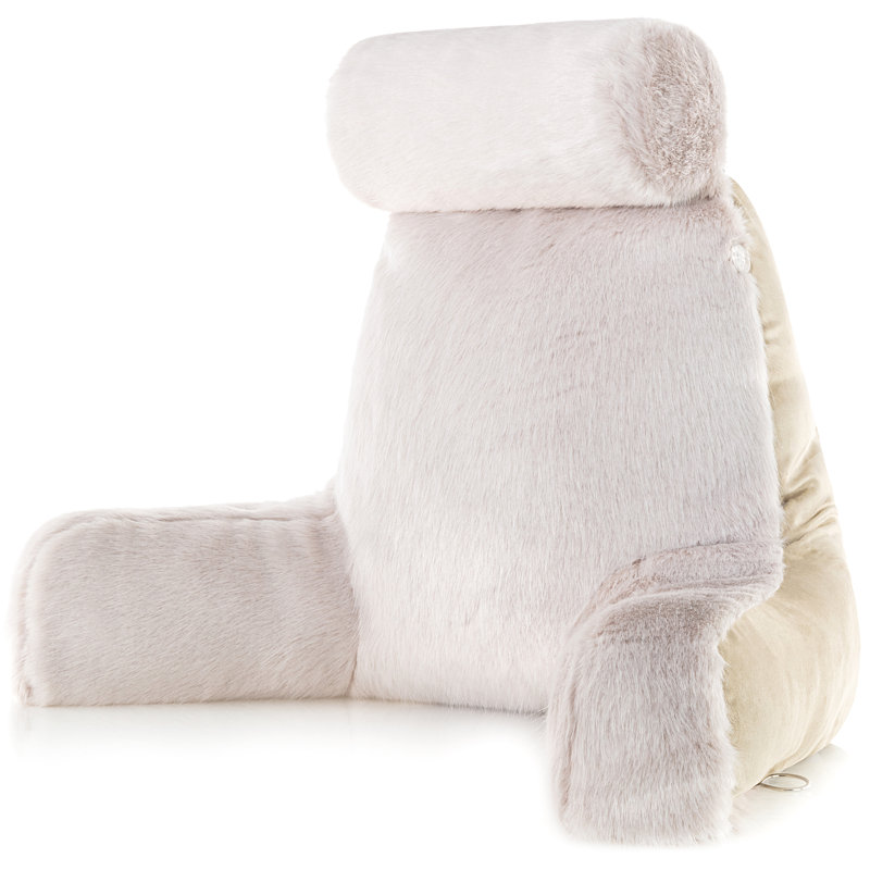Coussin de dossier en fausse fourrure, Loup doré, 32 po x 16 po