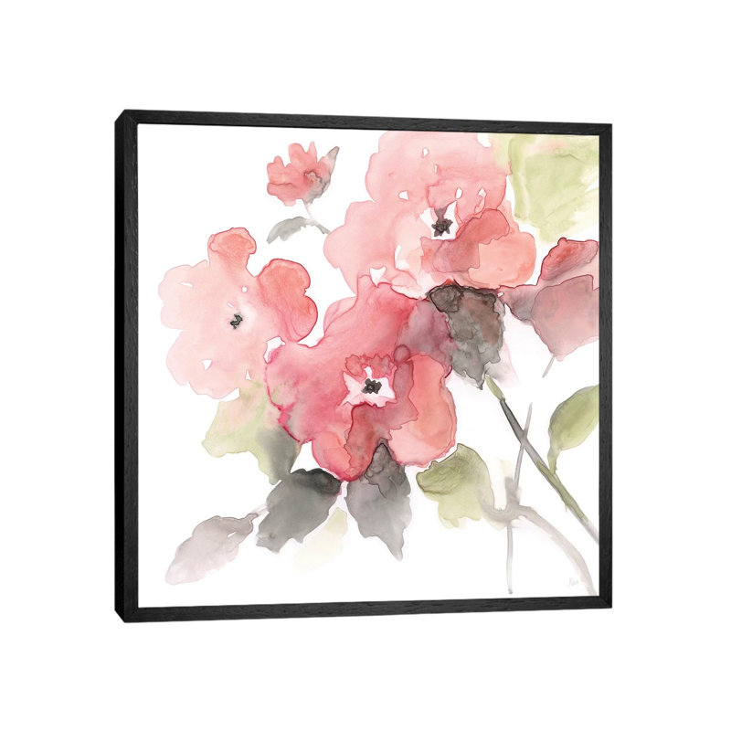 Coral Blush II - Painting on Canvas, 66.04 cm H x 66.04 cm W, Black Framed