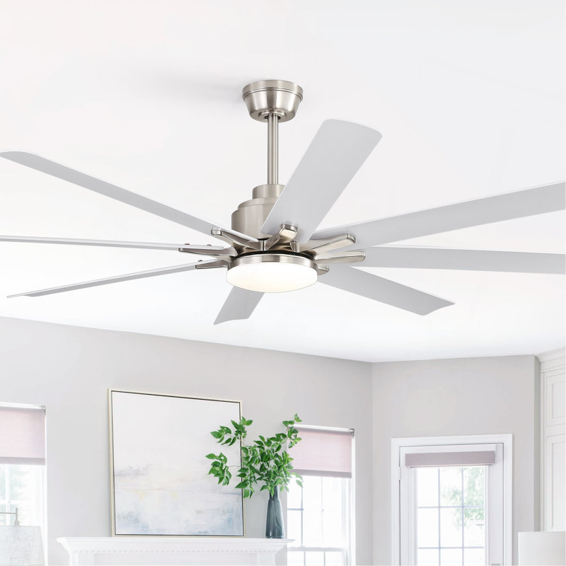 Ventilateur de plafond à moteur à courant continu de 76 pouces avec lumière contrôlée, 3 lumières DEL à intensité variable, 6 vitesses, réversible, télécommande, minuterie, pour grande pièce