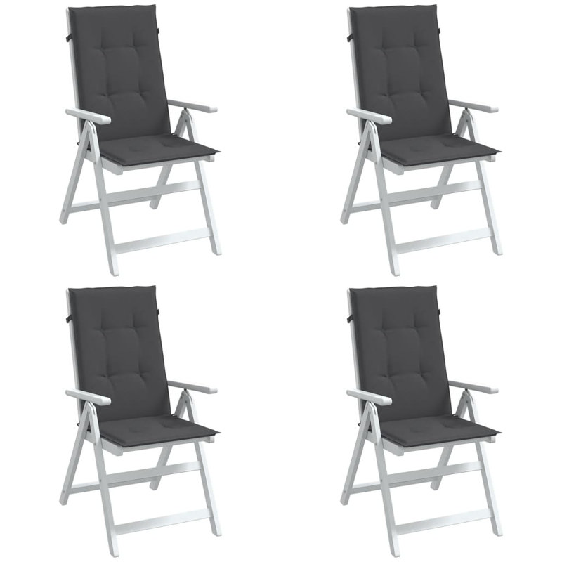 Ensemble de 4 coussins de chaise à dossier haut en polyester anthracite Melange, H 47,2 po x l 19,7 po x P 1,6 po, Anthracite