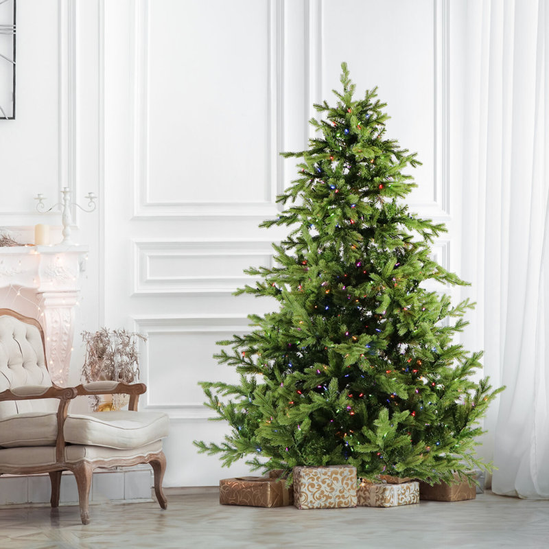 Foxtail Pine 7.5' Green Pine Artificial Christmas Tree, Pre-Lit, 7.5ft