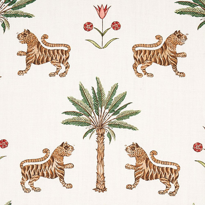 Tiger Palm Fabric, Crimson