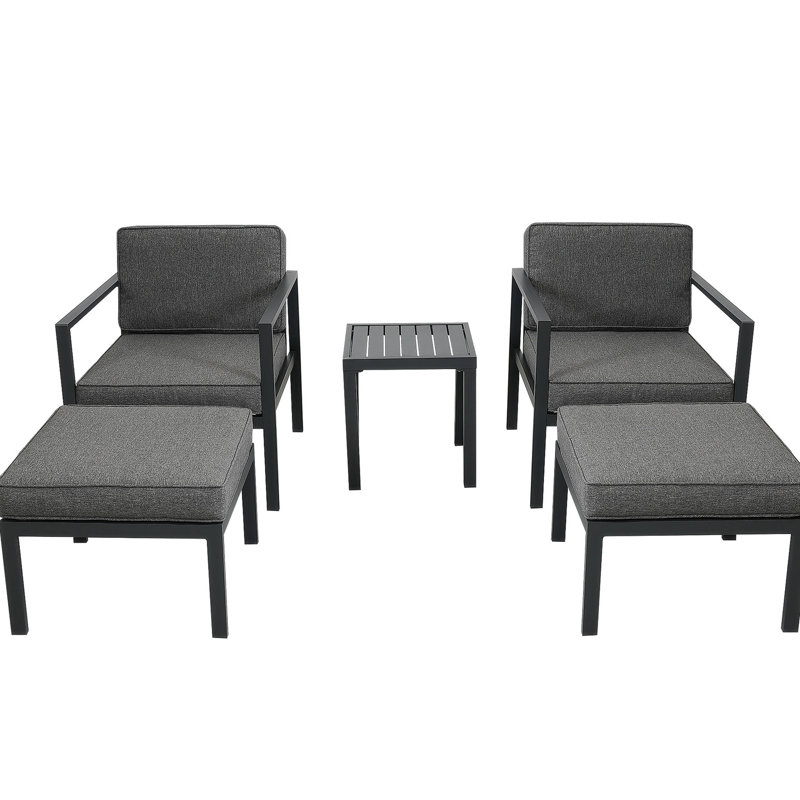 Ensemble de conversation d'extérieur pour 4 personnes avec coussins Milburr