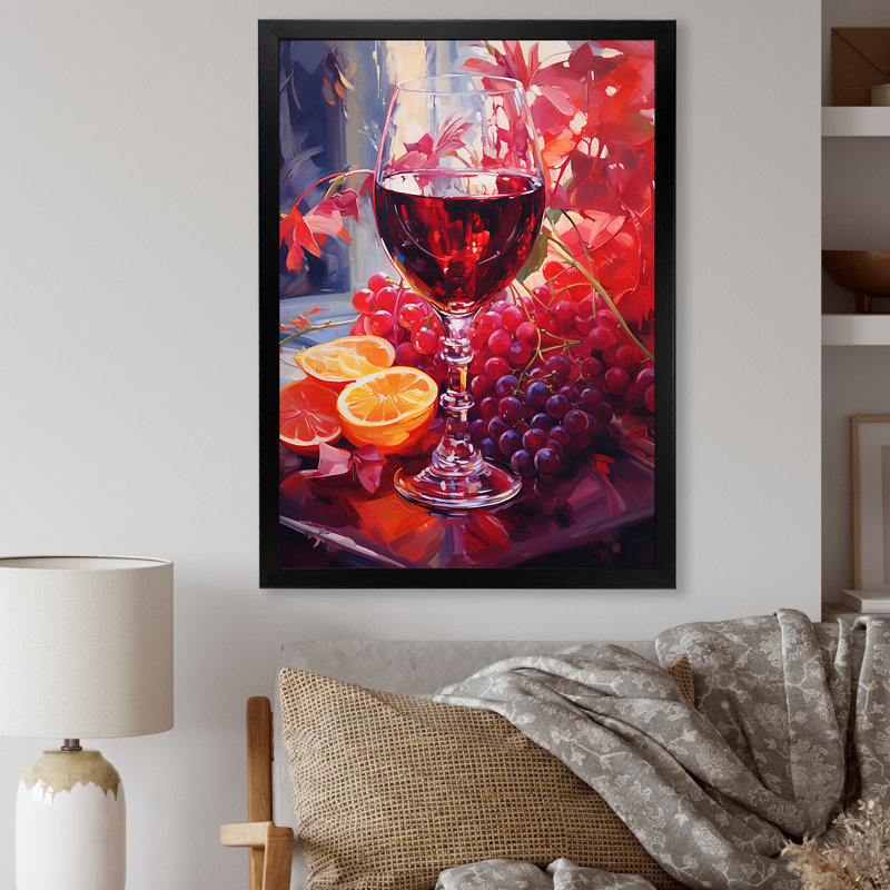 Sangrias Spirit - Art sur toile, vin, H 20 po x l 12 po x P 1 po, Cadre simple noir