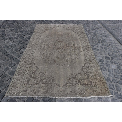 Large Vintage Turkish Anatolian Wool Rug in Brown for Dining Room Decor - Stylish Handmade Design