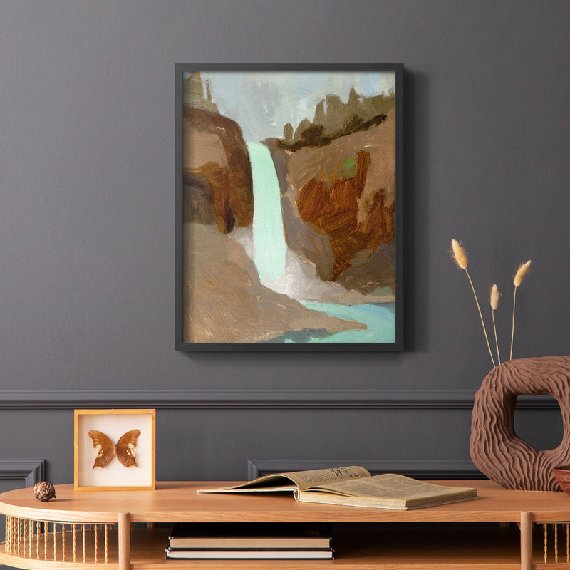 Turquoise Falls I, reproduction encadrée - bois massif, Noir, H 20 po x l 16 po