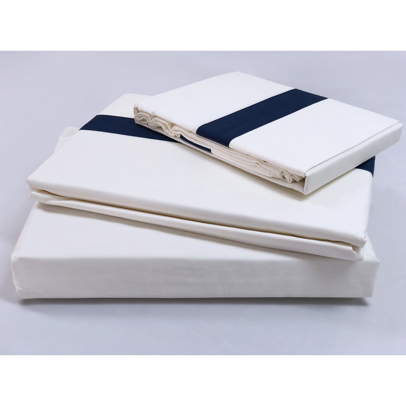 400 Thread Count Tencel Cotton Blend Sateen Sheet Set, California King, Navy