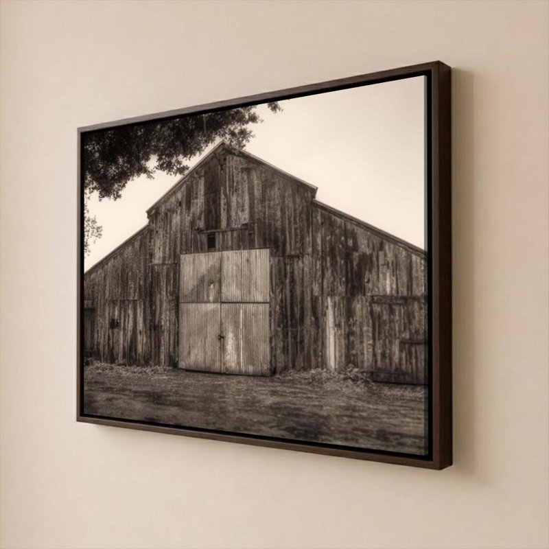 «Hiding from the Rain» par Nathan Larson - Impression sur toile, 18" H x 24" W, Cadre plat flottant, Brun