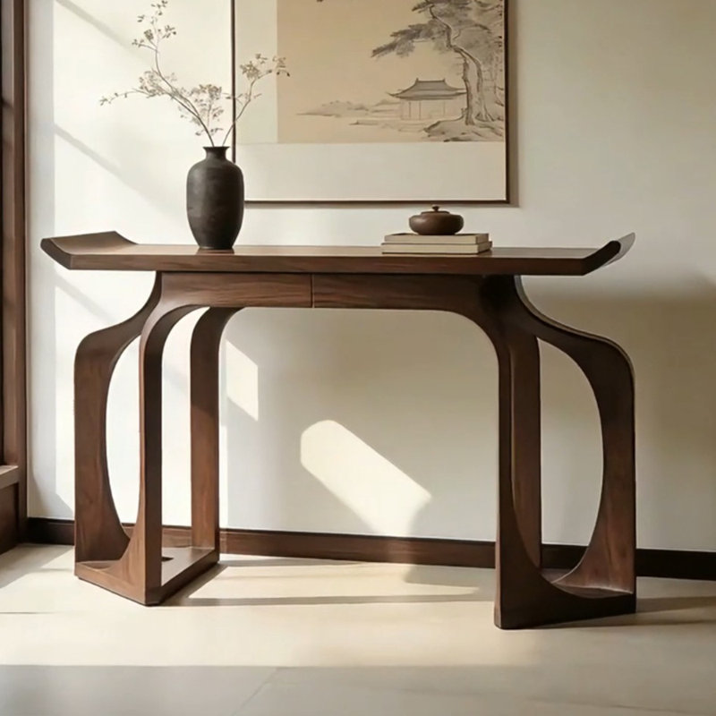 Console brune simple de style chinois., 35.4" H x 63" W x 15.7" D