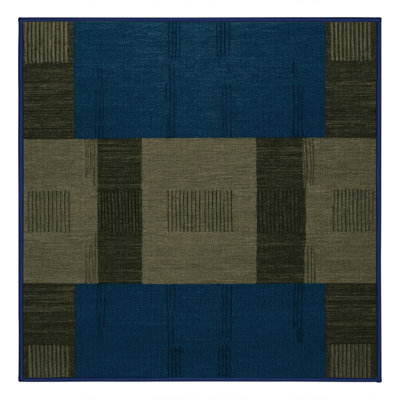 Machine Washable Checkered Blue Area Rug