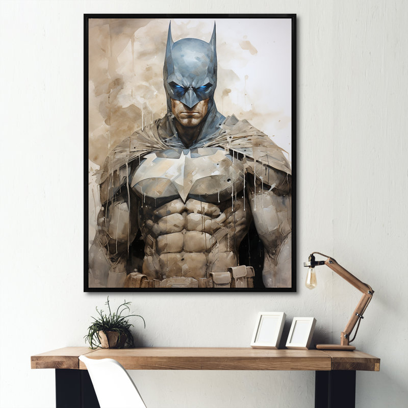 «Darkness Superheros IV», reproduction sur toile, Cadre flottant noir, H 32 po x l 16 po x P 1 po