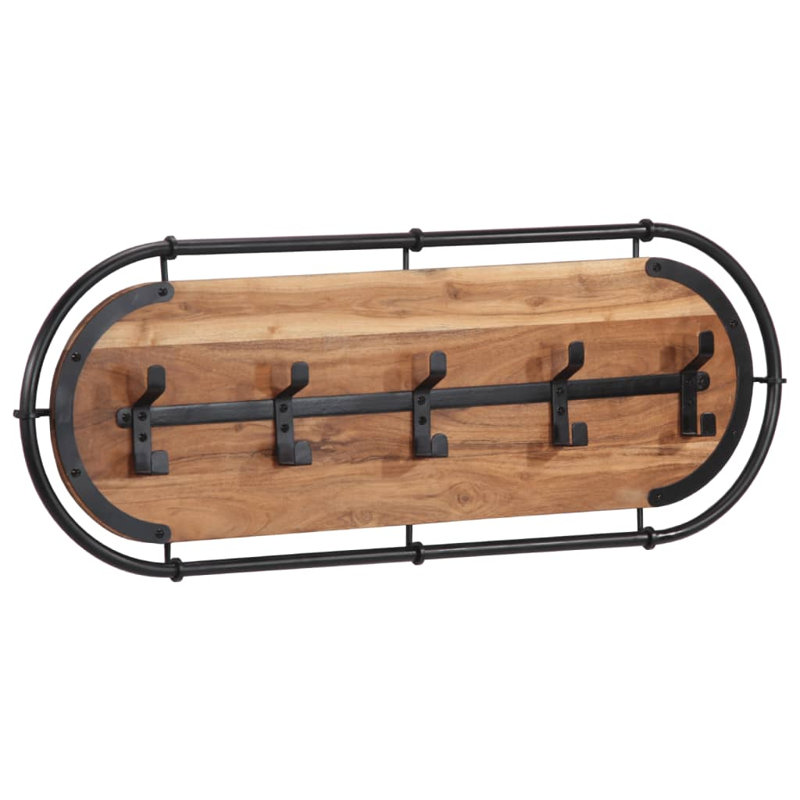 Solid Wood Wall Mounted Coat Rack, Brown