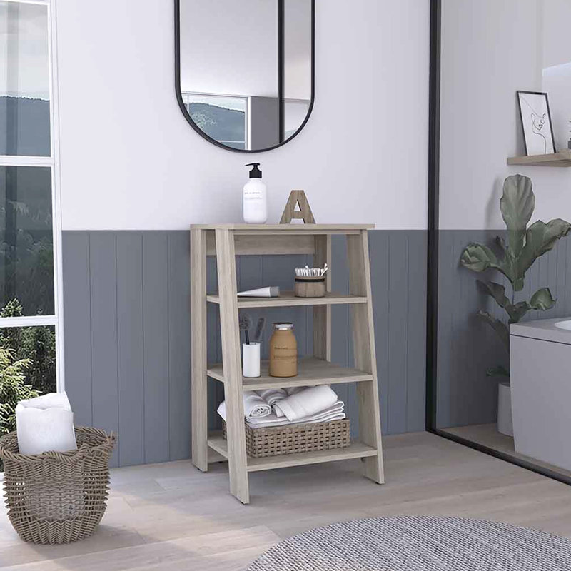 Armoire à linge grise pour les contenants de rangement de cuisine - 4 tablettes et 1 porte