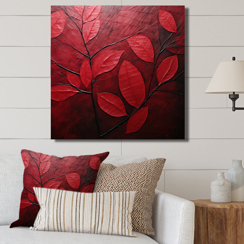 Feuilles de cerisier I sur toile, H 24 po x l 24 po x P 1 po, Toile tendue