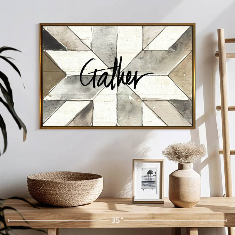 Farm Memories Gather, Cadre flottant doré, 25 po x 17 po