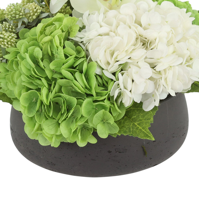 Organic Modern Arrangement with Orchids and Hydrangeas