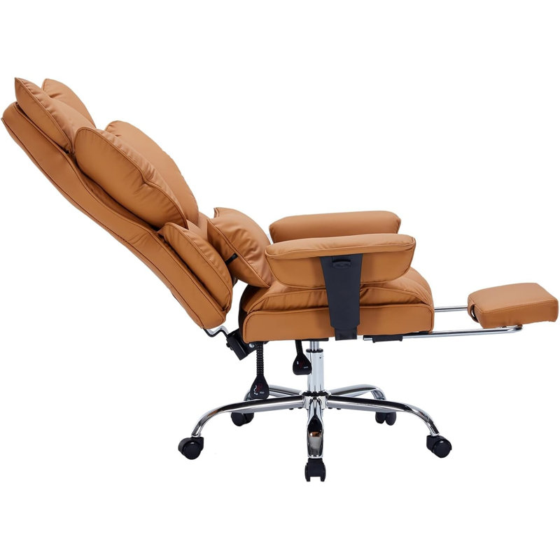Ergonomic Big and Tall Executive Office Chair – High Back, Adjustable Backrest, Lumbar Support, PU Leather, Footrest, 250KG Capacity, Swivel Desk Chair