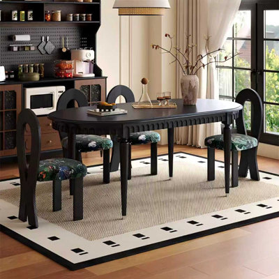 Table de salle à manger en bois massif chêne noir