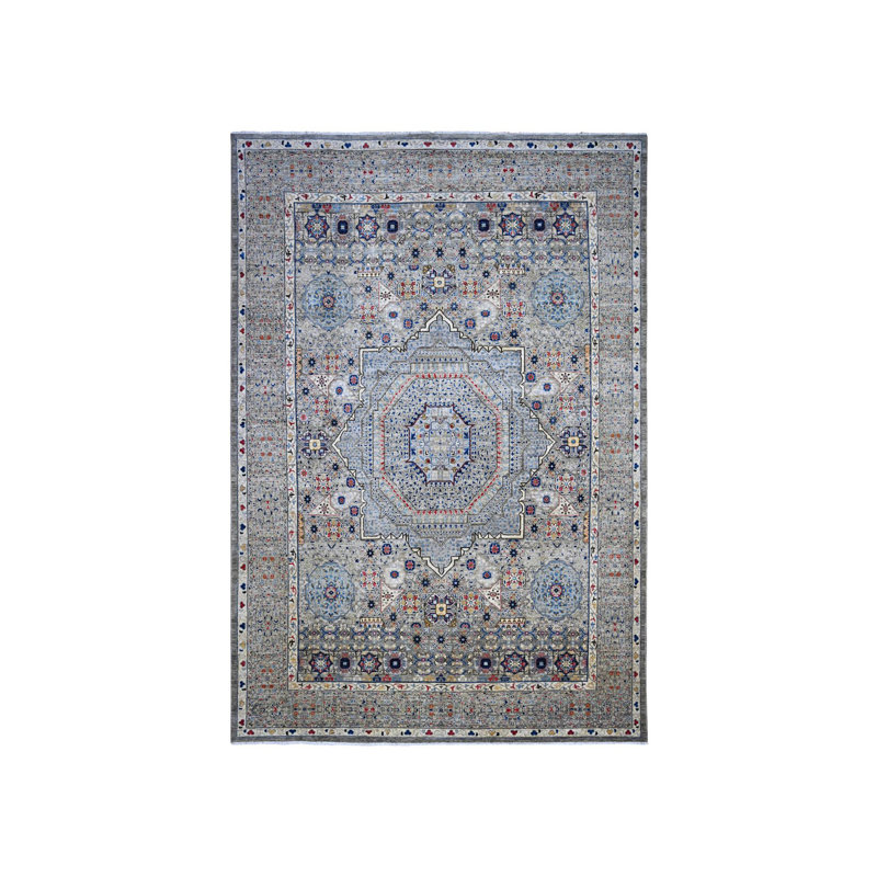 Tapis oriental gris en laine noué à la main 14e siècle 10 pi x 14 pi 3 po 33C539DBED644CB78472A588DFE21E22