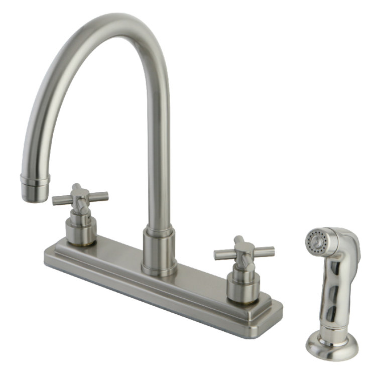 Kingston Brass Two-Handle 4-Hole 8" Centerset Kitchen Faucet with Side Sprayer