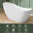 55" W X 28'' D Acrylic Freestanding Oval Bathtub Stand Alone Slipper Bath Tub Soaking Modern Bathroom Tub in White with Non-Slip Design & Integrated Overflow