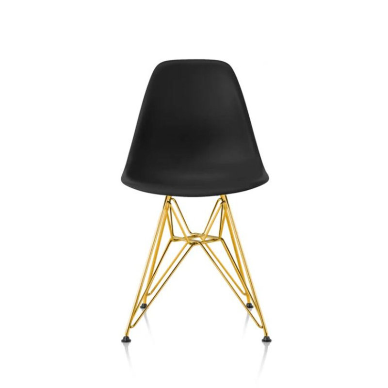 Chaise Krishauna Leffie avec pieds dorés, Noir