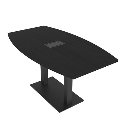 Table de conférence en forme de bateau avec base en métal double | Unité électrique