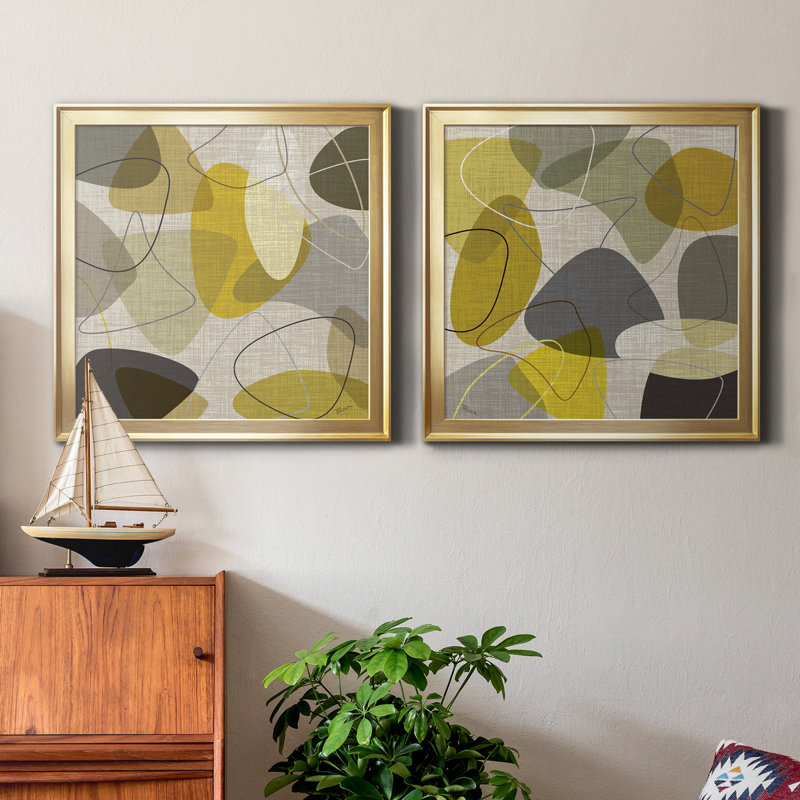 «Sandstone I», ensemble de 2 impressions sur toile encadrées, Or, H 30,5 po x l 61 po x P 1,5 po