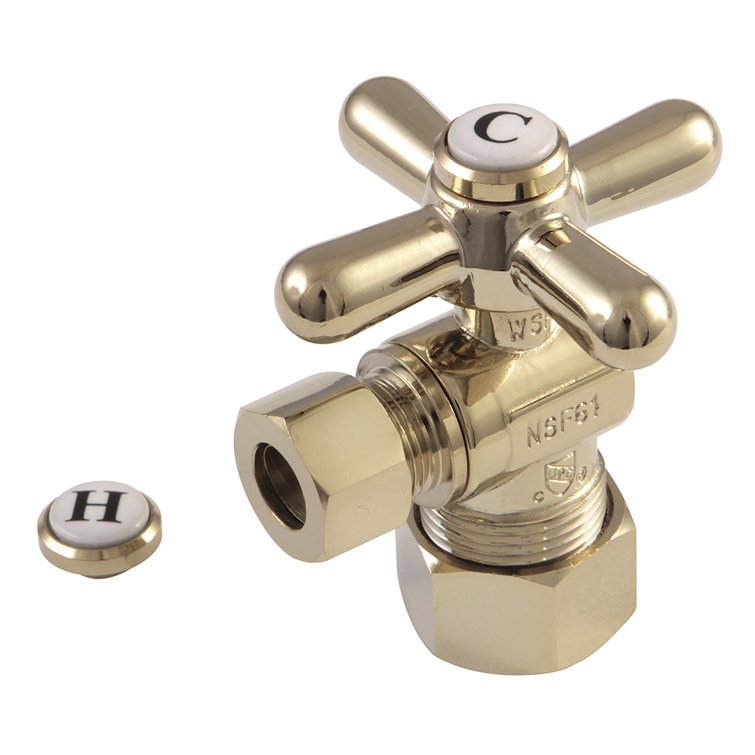 Kingston Brass Vintage 5/8-Inch OD Comp x 3/8-Inch OD Comp Quarter-Turn Angle Stop Valve