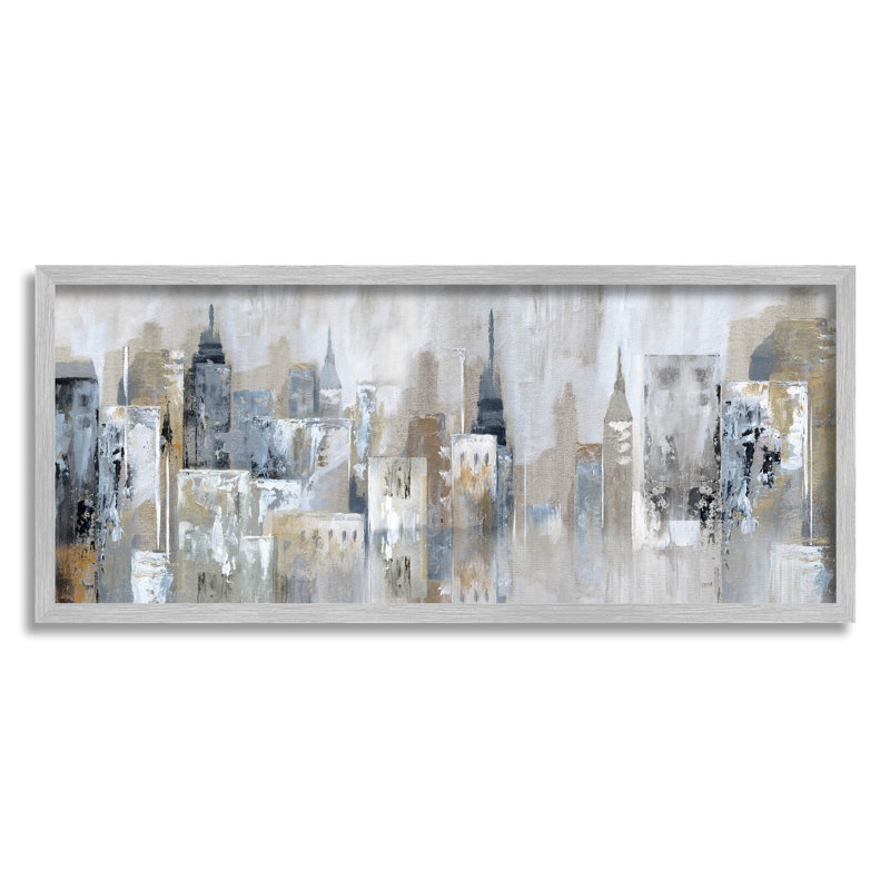 «Layered Urban City Skyline», estampe numérique par Nan, H 10 po x l 24 po x P 1,5 po, Estampe numérique Farmhouse