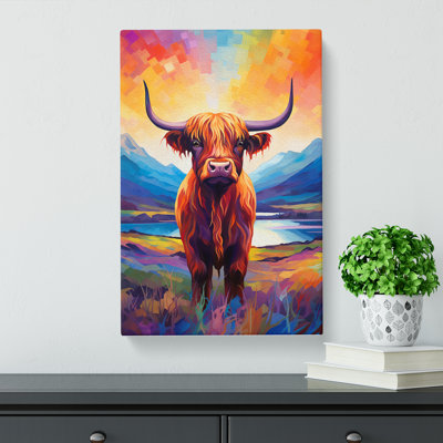 Highland Cow Futurism - Print on Canvas