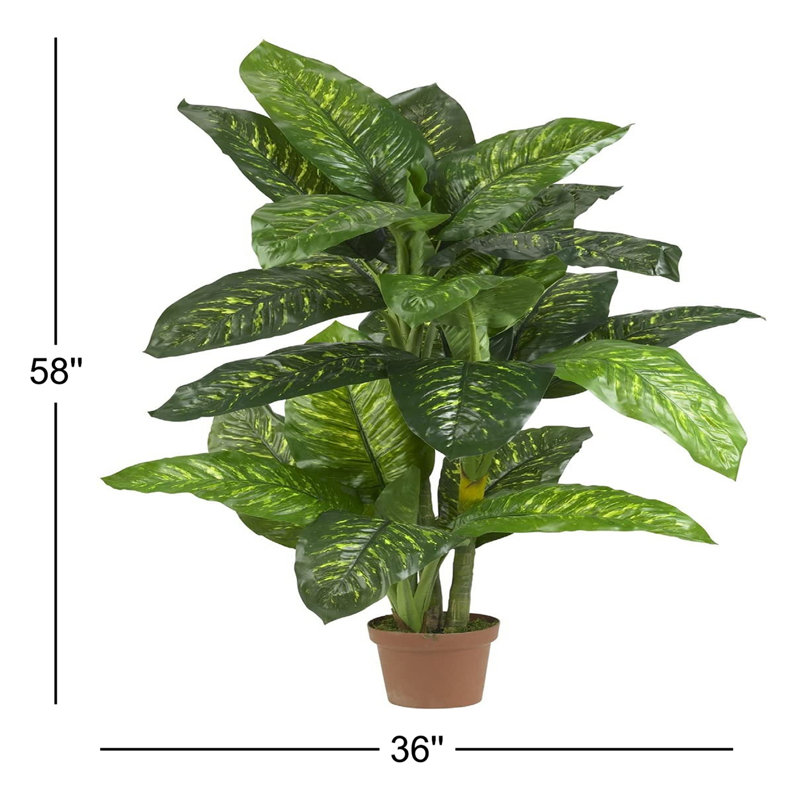 Plante artificielle verte 59 "à feuilles larges 59"