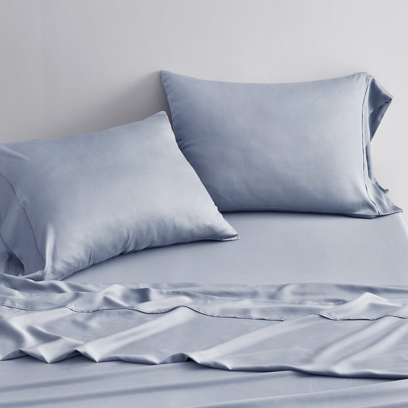 Tencel Sheet Set 4 Pieces, Pearl Blue, King Sheet Set + 1 Fitted Sheet + 2  Pillowcases