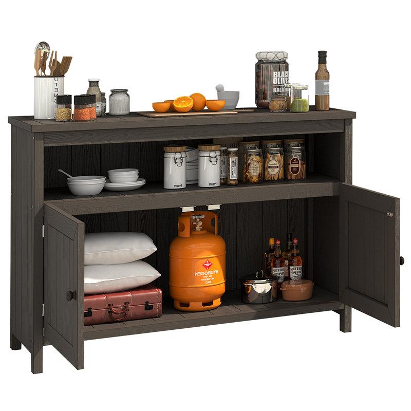 Menasseh Polyethylene Weather Resistant Outdoor Sideboard, Brown