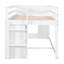Lit mezzanine simple blanc avec armoire en bois massif, armoire et tablette-485358062