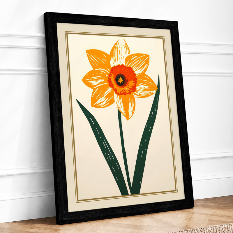 Daffodil Study Botanical - Print, A1 - 84.1 x 59.4 cm, Black